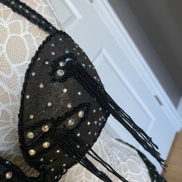 Black with brown accents shimmery belly dance costume. - Picture 14 of 15